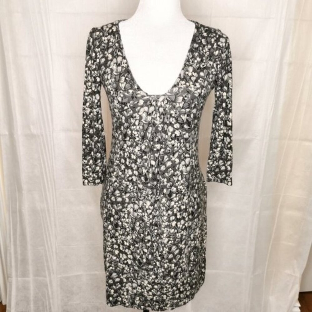 Loft floral gray beige dress size 0